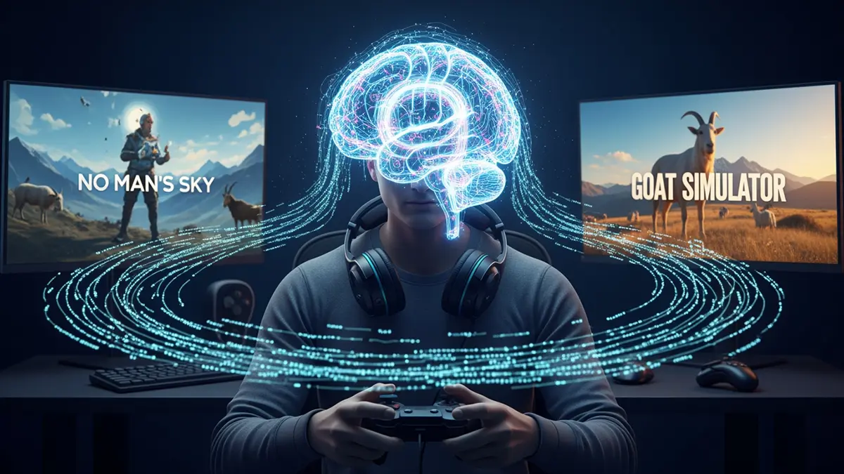 Ein Mensch und Computer spielen Computergames